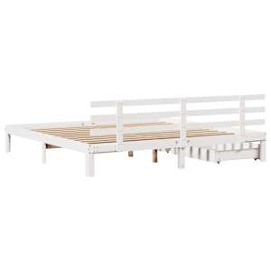 Rám postele se zásuvkami bílý 200 x 200 cm masivní borovice - obrázek 6