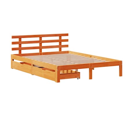 vidaXL Bedframe met lades massief grenenhout wasbruin 120x200 cm