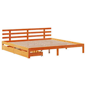 vidaXL Estructura de cama cajones madera pino marr&oacute;n cera 180x200 cm