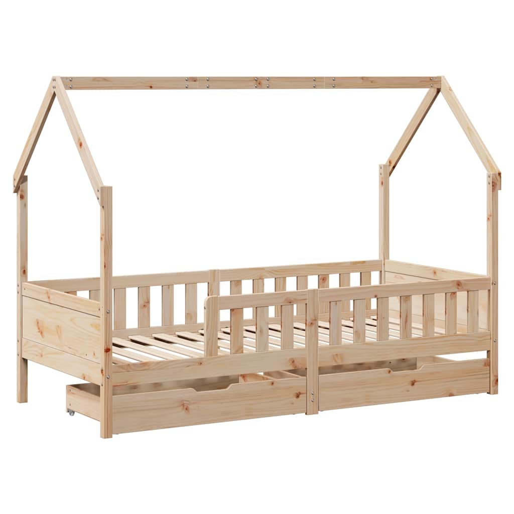 vidaXL Kinderbedframe met lades 90x190 cm massief grenenhout afbeelding