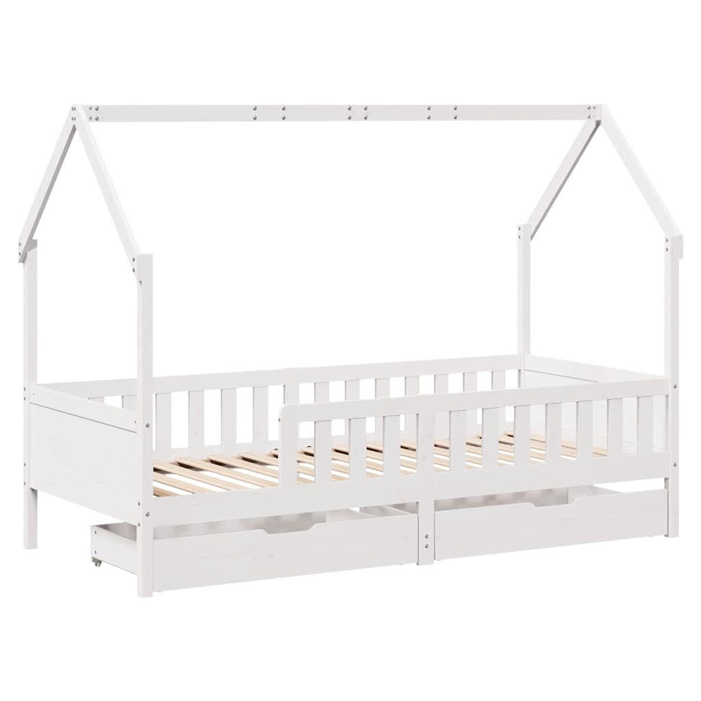 vidaXL Lasten sängynrunko laatikoilla 90x190 cm täysi mänty