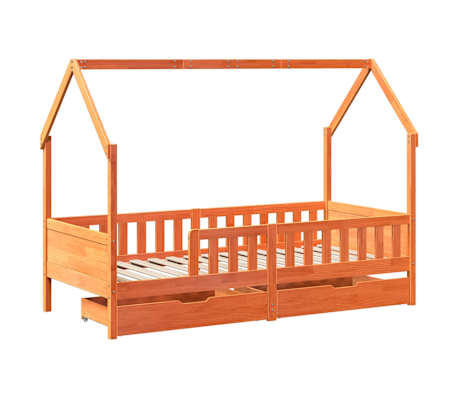 vidaXL Kids Bed Frame with Drawers without Mattress 90x190 cm Single Solid Wood
