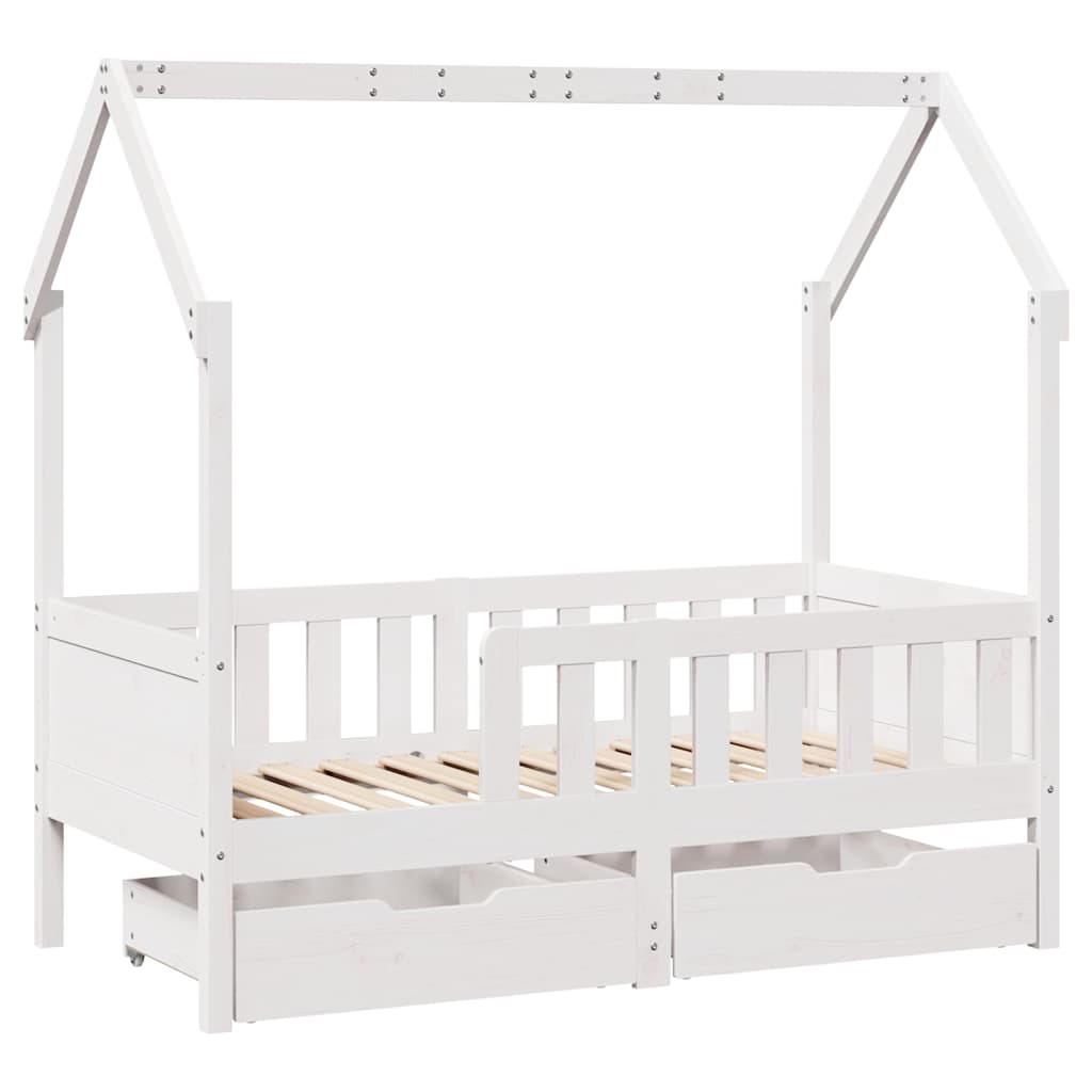 vidaXL Kinderbedframe met lades 70x140 cm massief grenenhout afbeelding