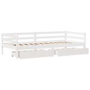 Válenda se zásuvkami bílá 90 x 200 cm masivní borovice - obrázek 9