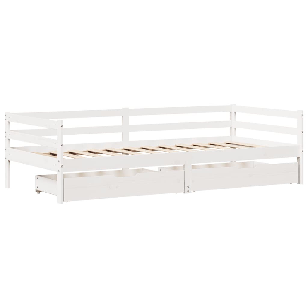 vidaXL Slaapbank met lades 90x200 cm massief grenenhout afbeelding