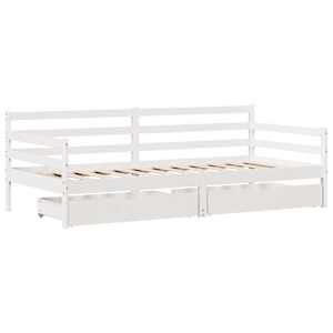 Válenda se zásuvkami bílá 90 x 200 cm masivní borovice - obrázek 3