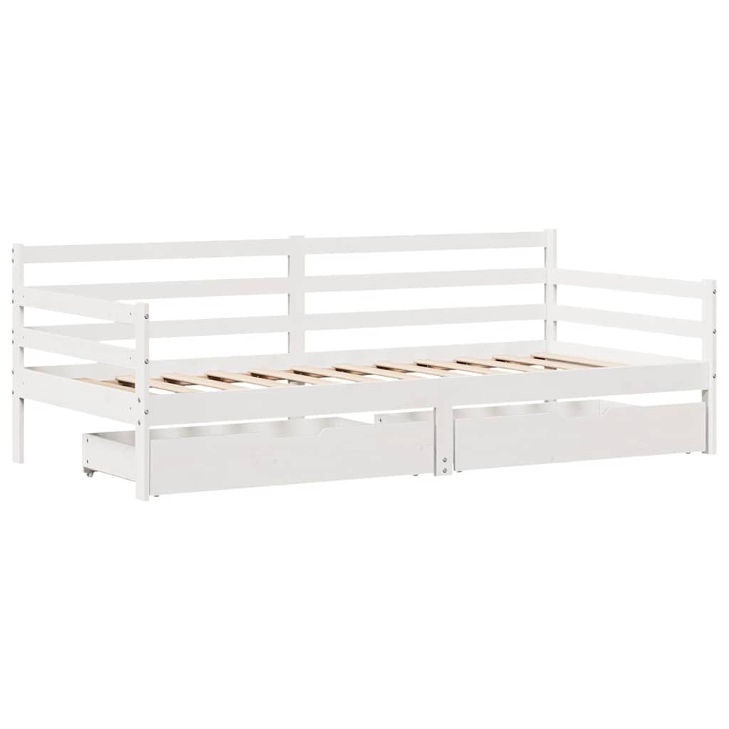 vidaXL Slaapbank met lades 90x190 cm massief grenenhout wit, foto 2