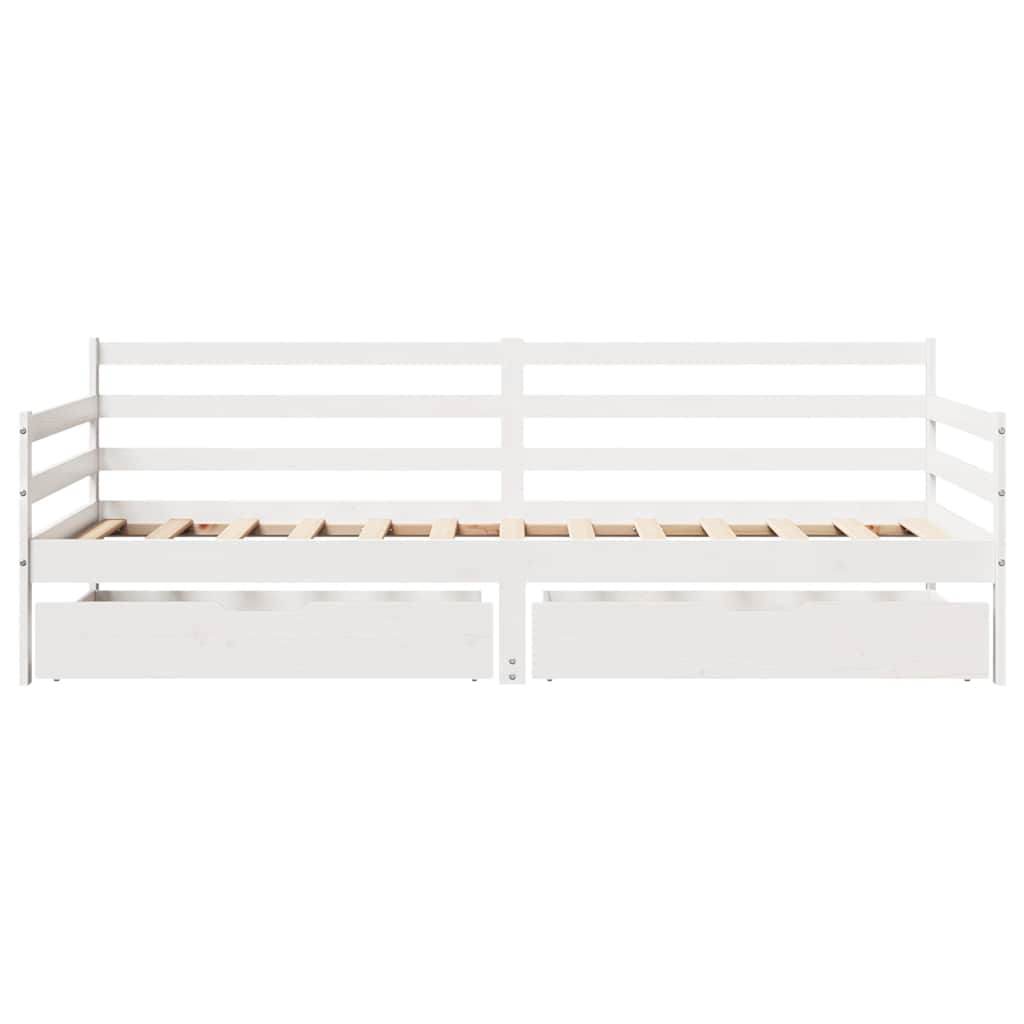 vidaXL Slaapbank met lades 90x190 cm massief grenenhout wit, foto 4