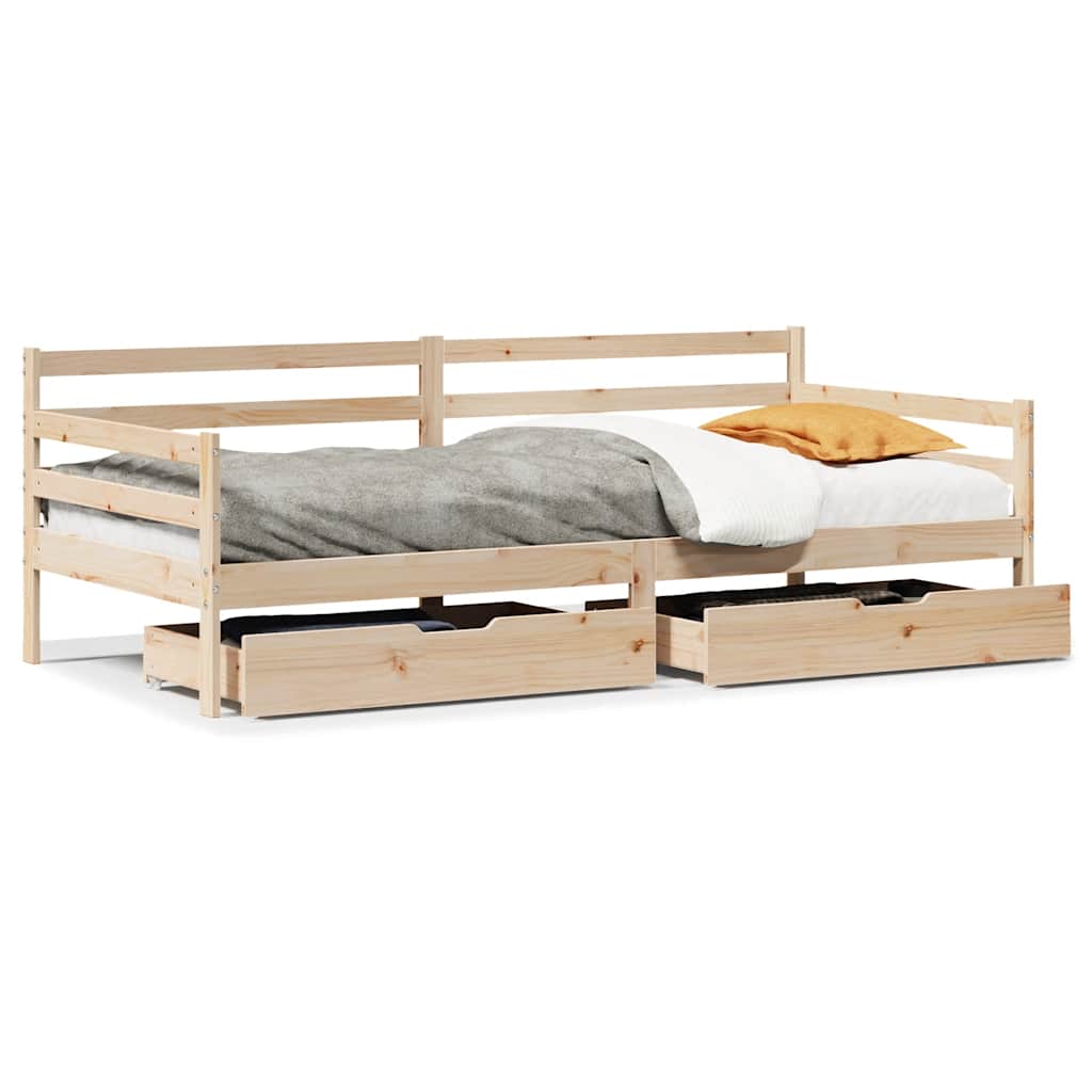 vidaXL Slaapbank met lades 80x200 cm massief grenenhout wit, foto 3