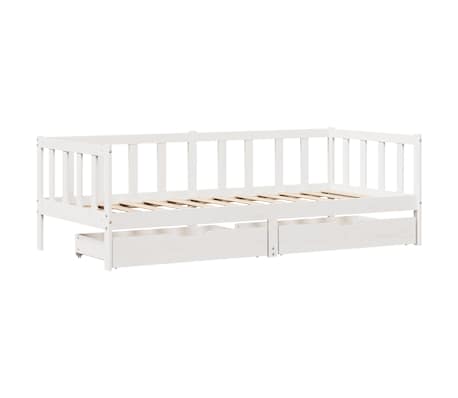 vidaXL Daybed with Drawers without Mattress White 90x200 cm Solid Wood
