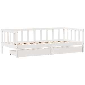 vidaXL Daybed with Drawers without Mattress White 90x200 cm Solid Wood