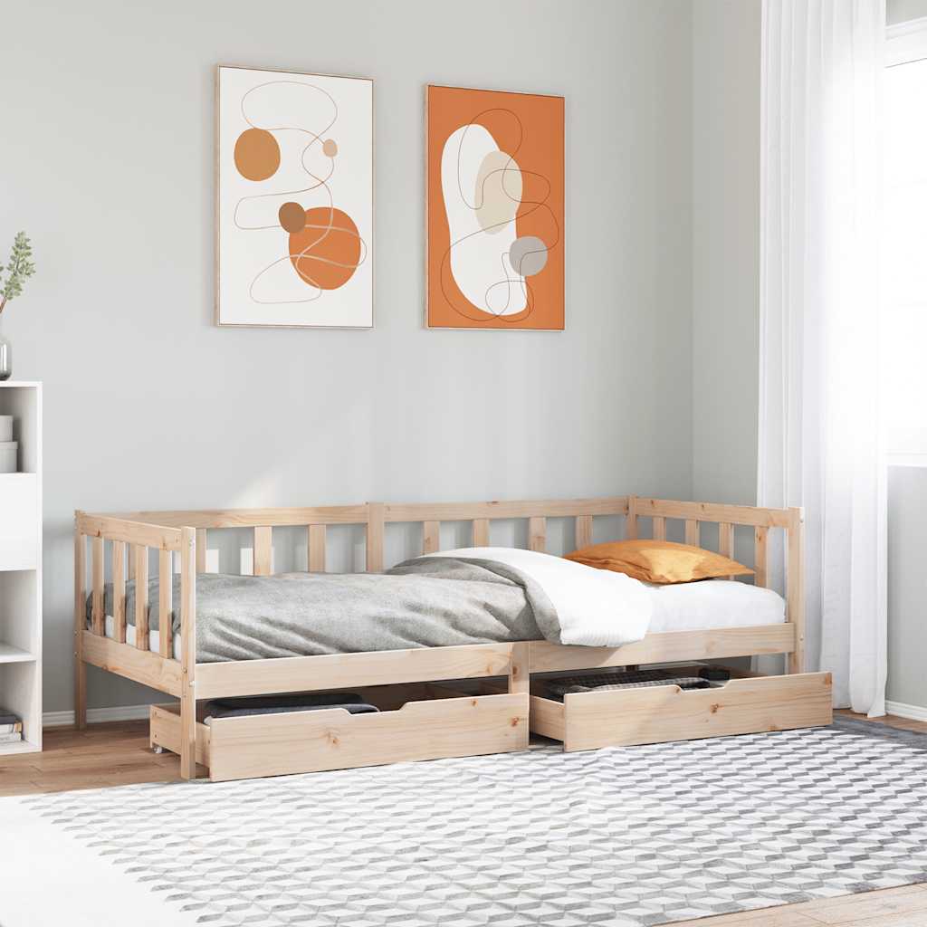 vidaXL Pat de zi cu sertare, 80x200 cm, lemn masiv pin