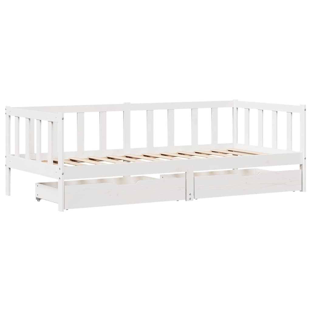 vidaXL Slaapbank met lades 80x200 cm massief grenenhout wit afbeelding