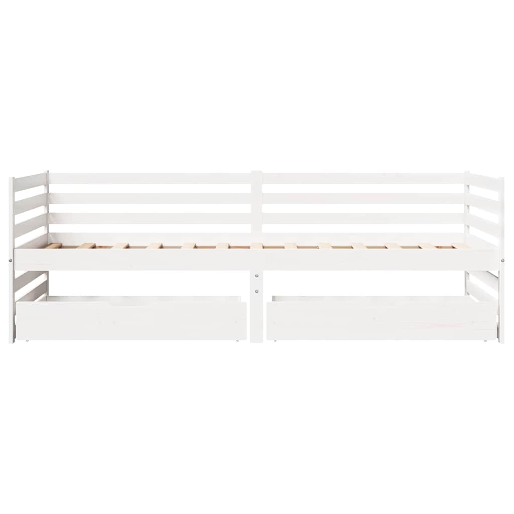 Slaapbank met lades 90x200 cm massief grenenhout wit image 4