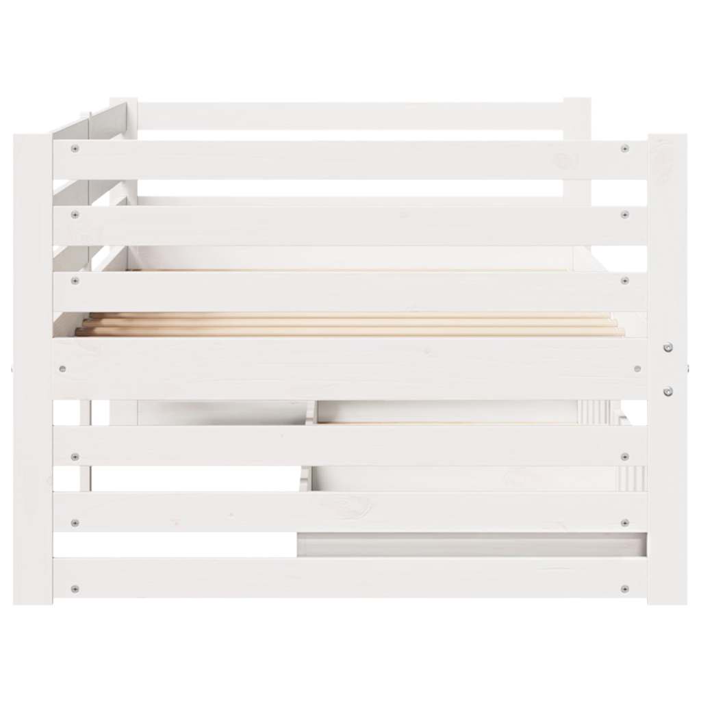 Slaapbank met lades 90x200 cm massief grenenhout wit image 7