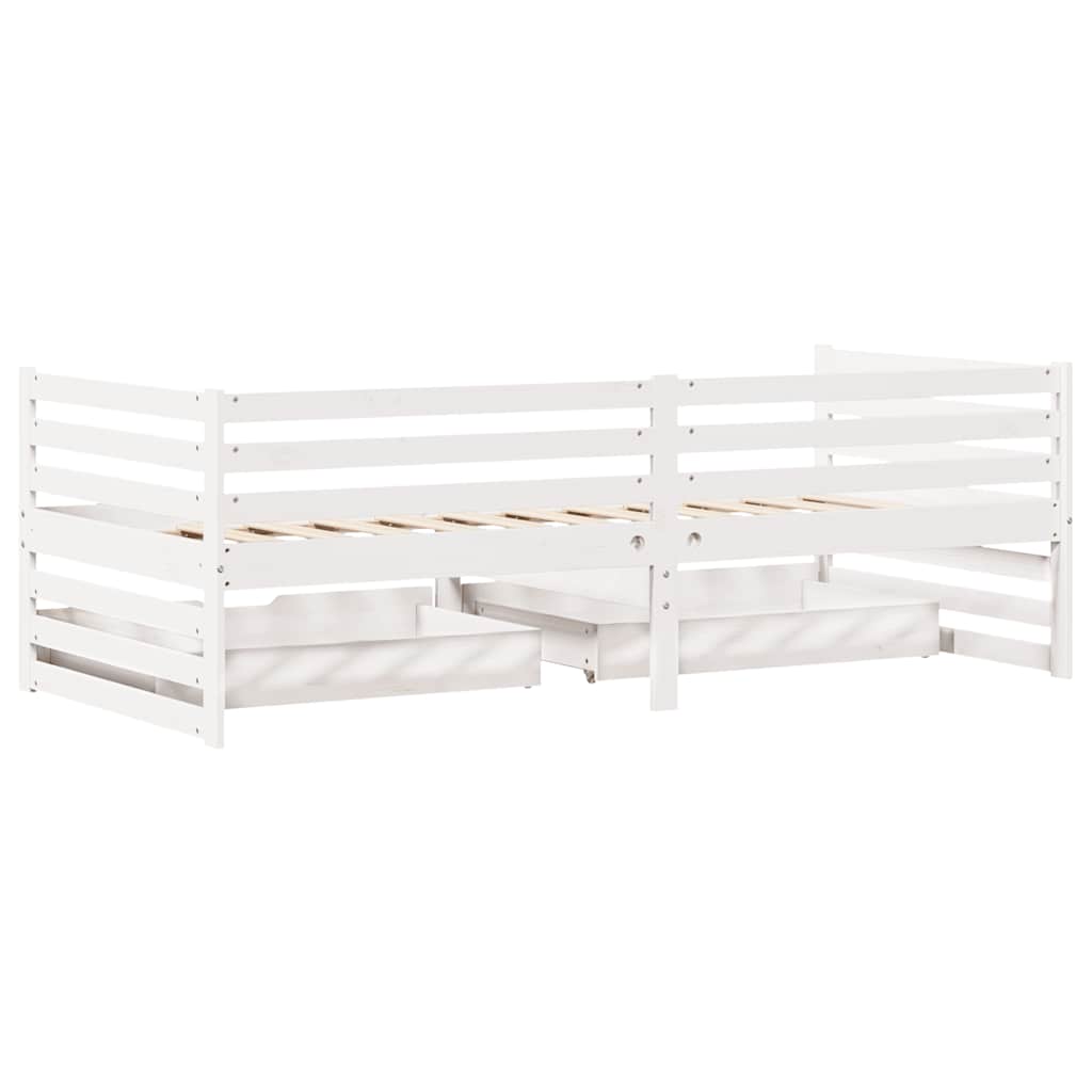 Slaapbank met lades 90x200 cm massief grenenhout wit image 8