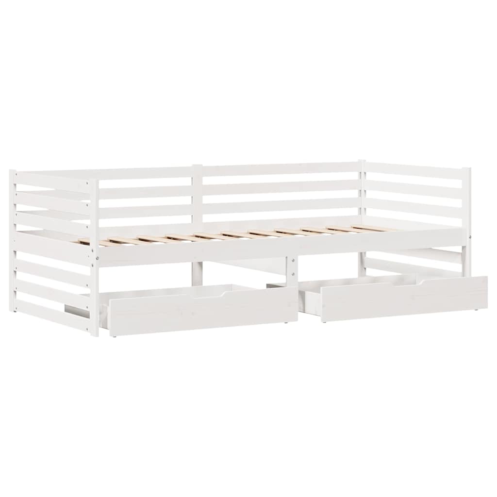 Slaapbank met lades 90x200 cm massief grenenhout wit image 9