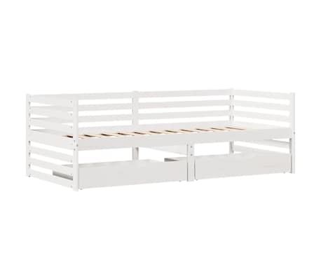 vidaXL Dagseng med skuffer hvit 90x200 cm heltre furu