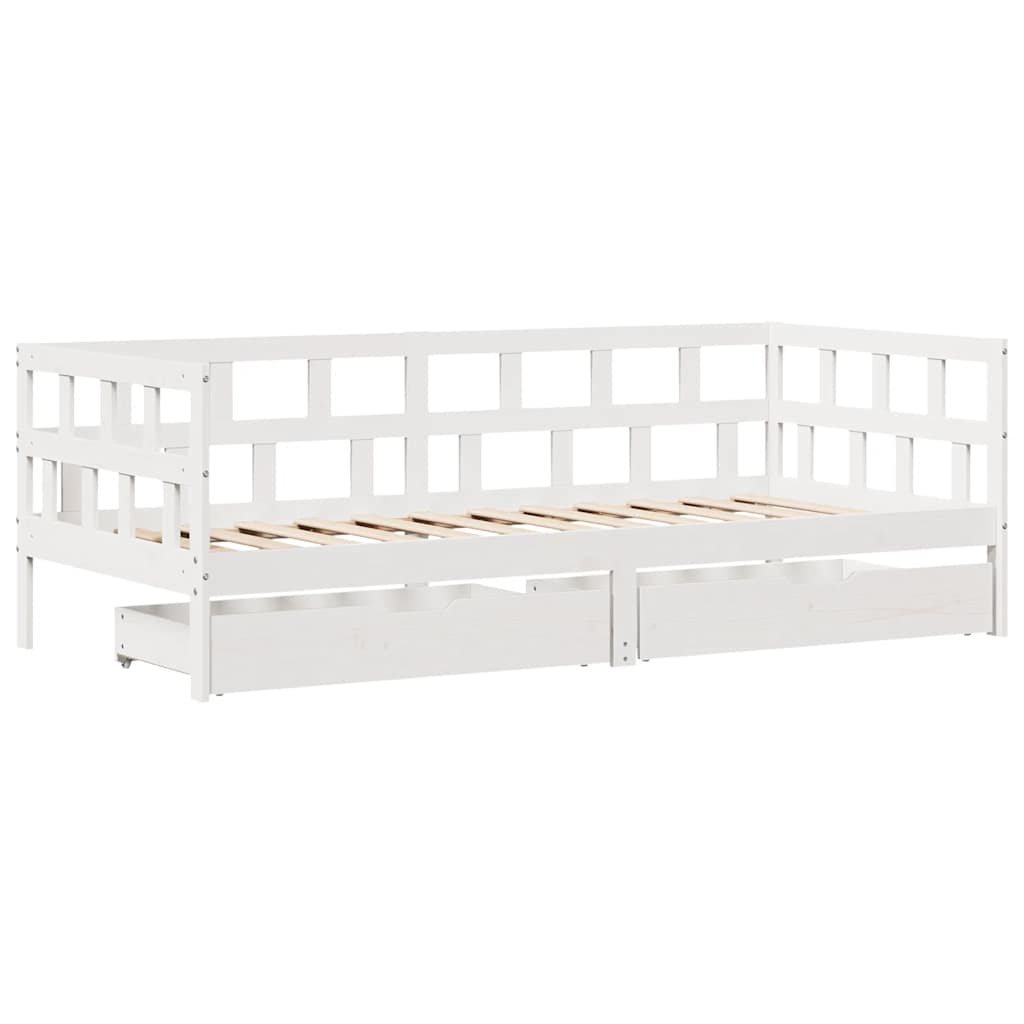 vidaXL Slaapbank met lades 80x200 cm massief grenenhout wit afbeelding