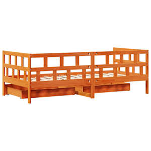 Válenda se zásuvkami voskově hnědá 80 x 200 cm masivní borovice - obrázek 8