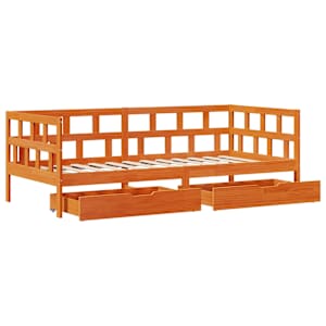Válenda se zásuvkami voskově hnědá 80 x 200 cm masivní borovice - obrázek 9