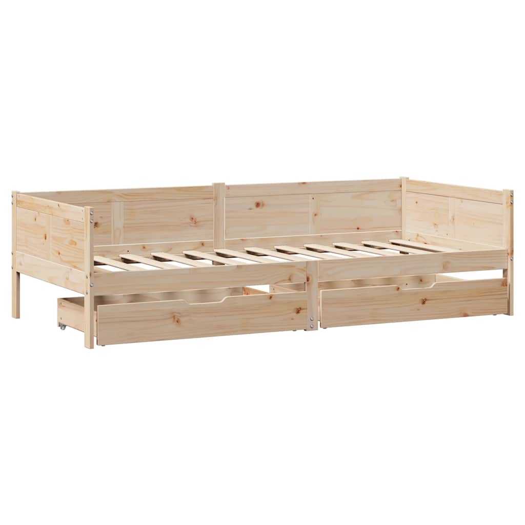 vidaXL Slaapbank met lades 80x200 cm massief grenenhout afbeelding