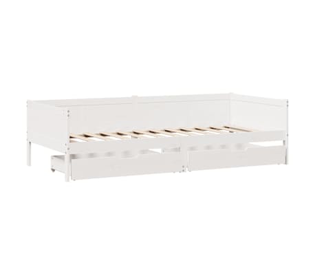 vidaXL Sof&aacute; cama con cajones madera maciza de pino blanca 90x190 cm
