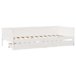 vidaXL Sof&aacute; cama con cajones madera maciza de pino blanca 90x190 cm
