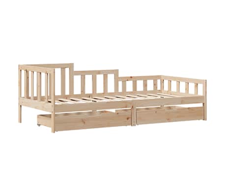 vidaXL Slaapbank met lades 80x200 cm massief grenenhout