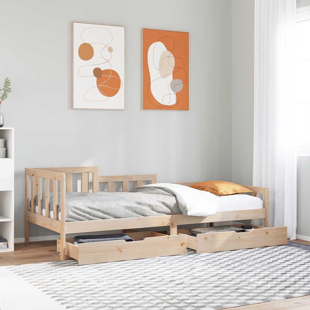 vidaXL Pat de zi cu sertare, 90x190 cm, lemn masiv de pin