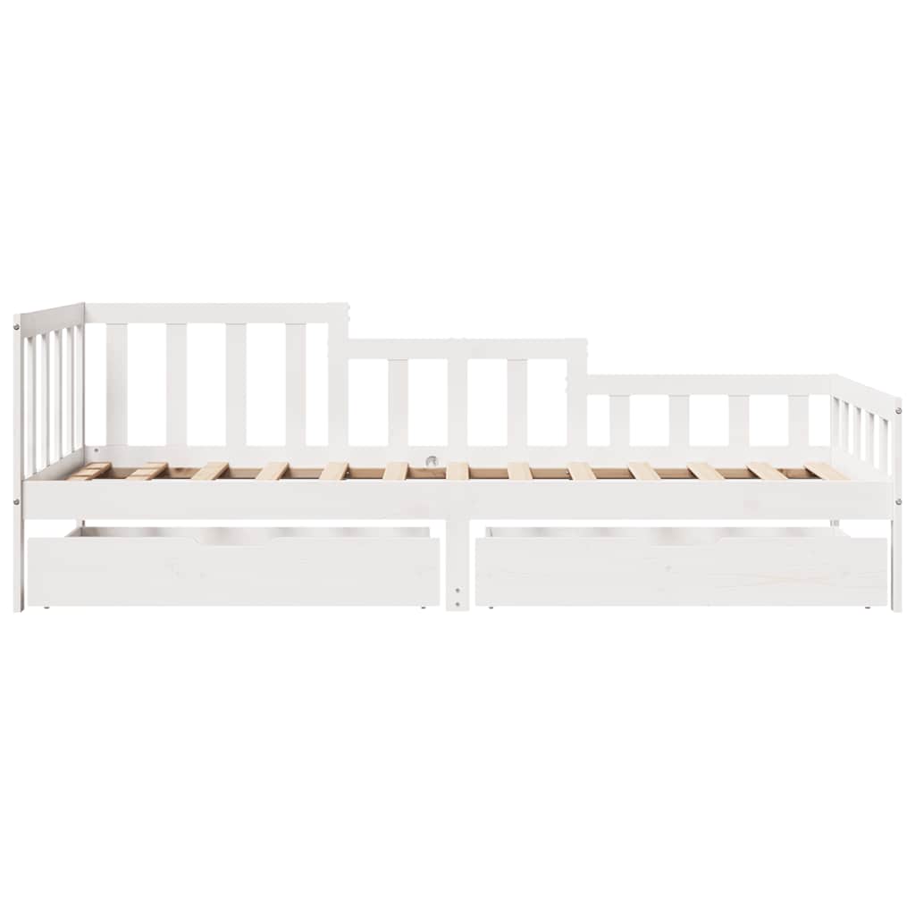 vidaXL Slaapbank met lades 90x200 cm massief grenenhout wit, foto 4