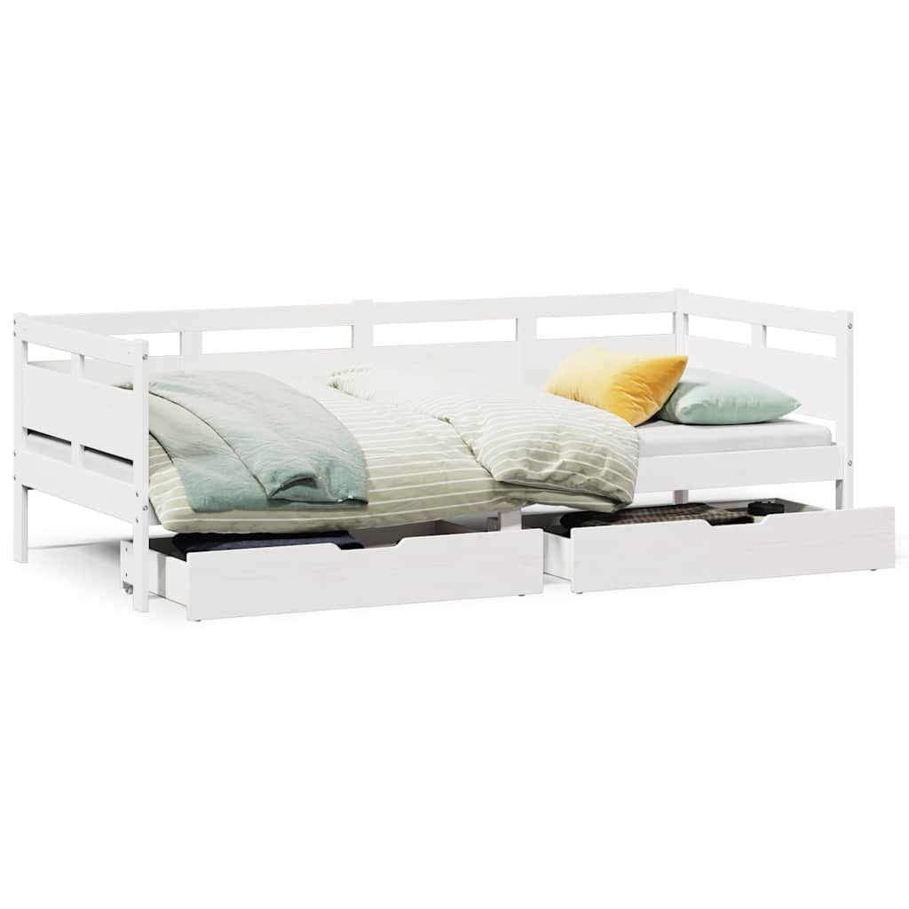 vidaXL Slaapbank met lades 90x190 cm massief grenenhout wit, foto 3