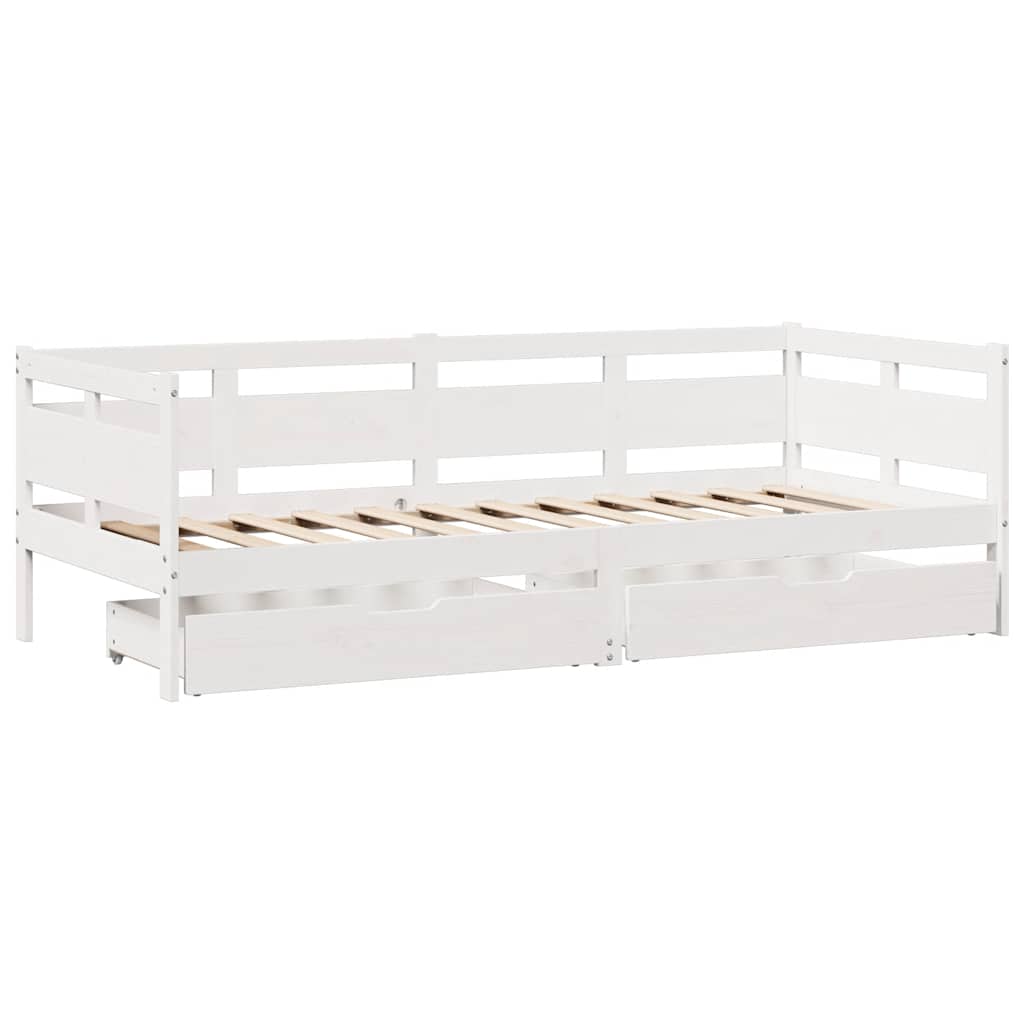 vidaXL Slaapbank met lades 90x190 cm massief grenenhout wit, foto 2