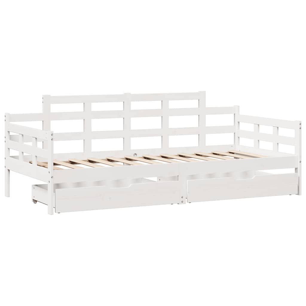 vidaXL Slaapbank met lades 80x200 cm massief grenenhout wit afbeelding