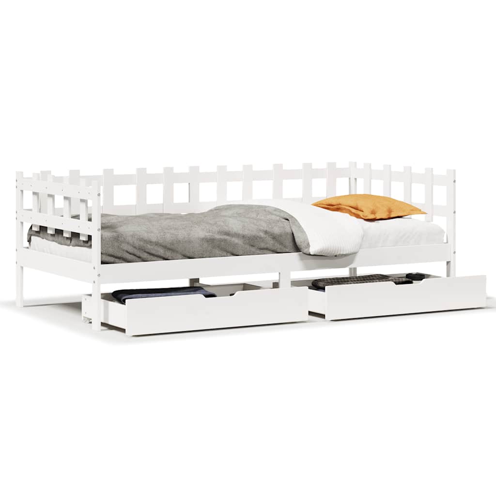 E-shop vidaXL Denná posteľ so zásuvkami biela 90x200 cm masívna borovica