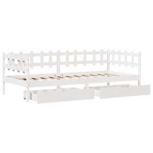 Válenda se zásuvkami bílá 80 x 200 cm masivní borovice - obrázek 9