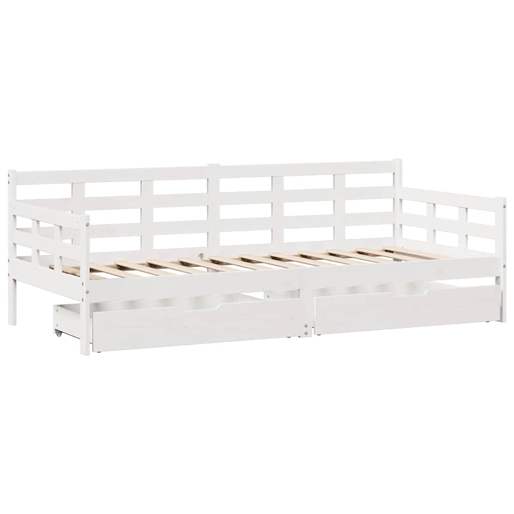 vidaXL Slaapbank met lades 80x200 cm massief grenenhout wit afbeelding