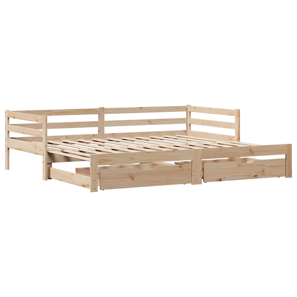 vidaXL Slaapbank met lades 90x200 cm massief grenenhout afbeelding