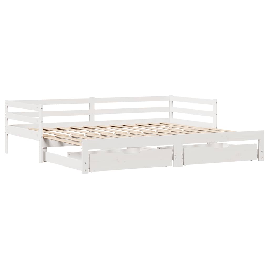 vidaXL Slaapbank met lades 90x200 cm massief grenenhout wit afbeelding