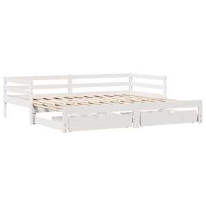 Válenda se zásuvkami bílá 90 x 200 cm masivní borovice - obrázek 3