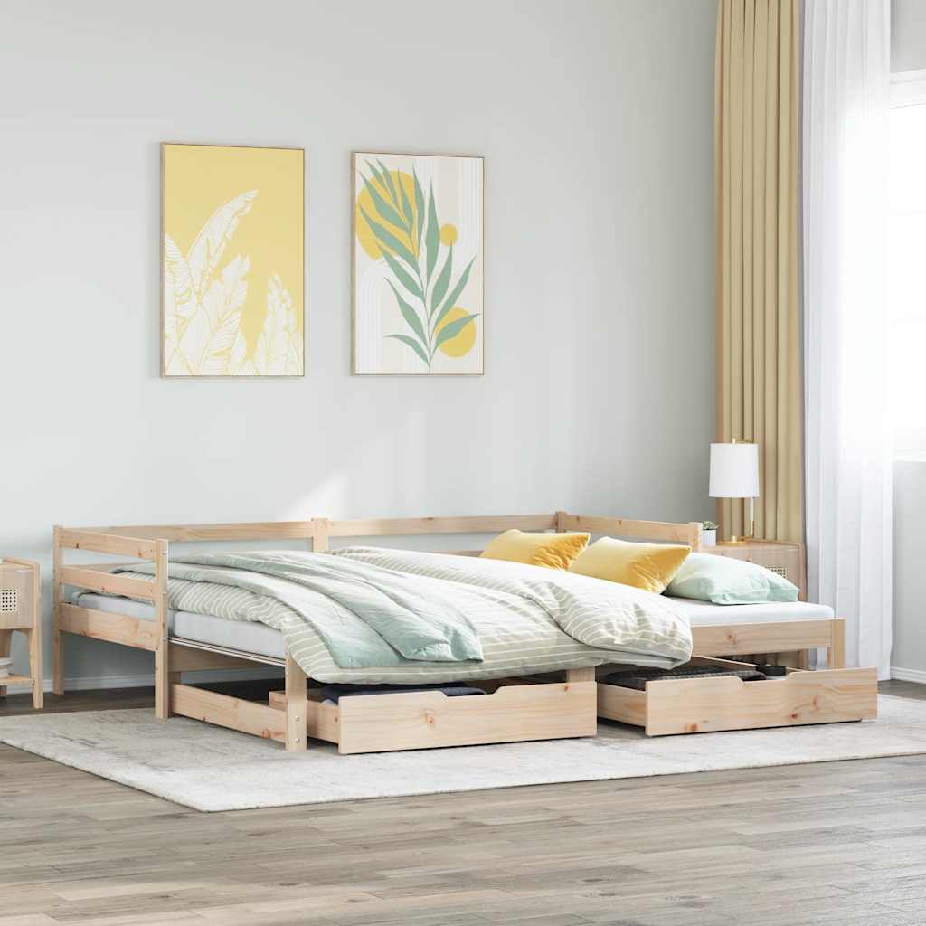 vidaXL Pat de zi cu extensie și sertare fără saltea, 90x190 cm