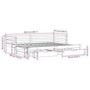 Válenda s přistýlkou a zásuvkami bez matrace 90x200 cm - obrázek 12