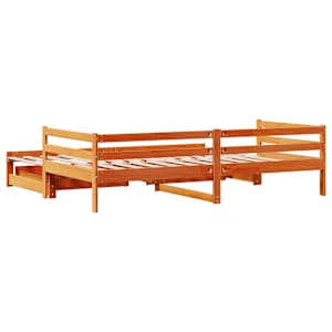 Válenda s přistýlkou a zásuvkami hnědá 90x190 cm masiv borovice - obrázek 8