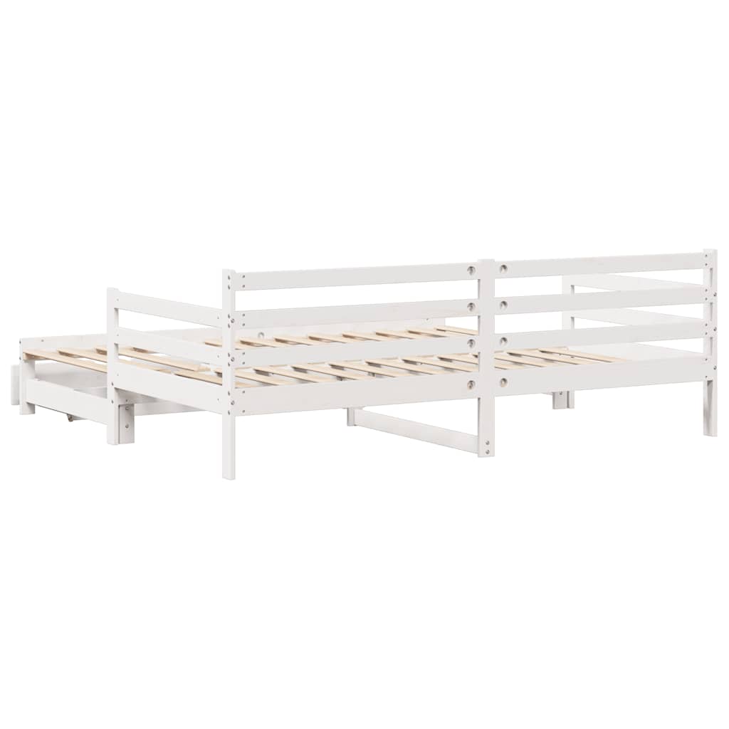Slaapbank met lades 90x200 cm massief grenenhout wit image 8