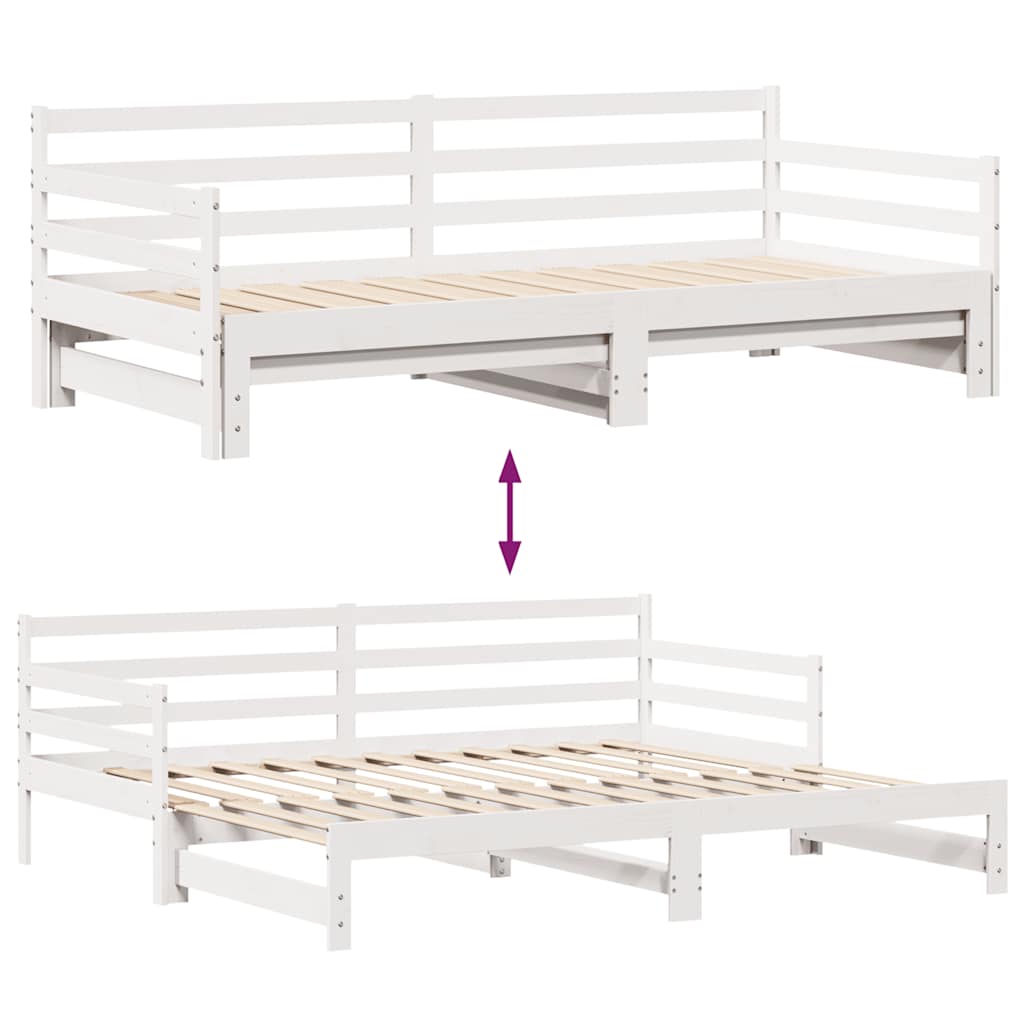 Slaapbank met lades 90x200 cm massief grenenhout wit image 9