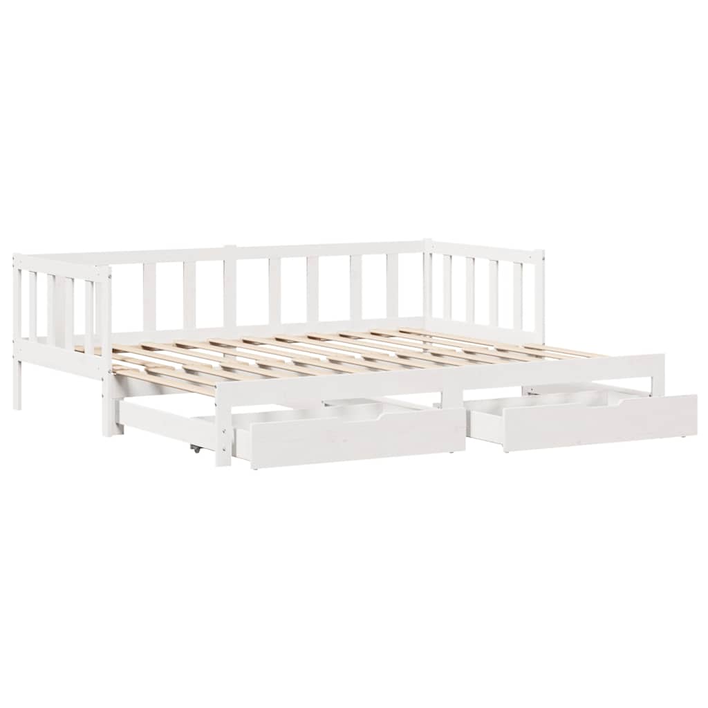 vidaXL Slaapbank met onderschuifbed/lades zonder matras 90x200 cm wit afbeelding