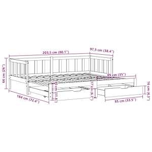 Válenda s přistýlkou a zásuvkami bez matrace bílá 90x200 cm - obrázek 12