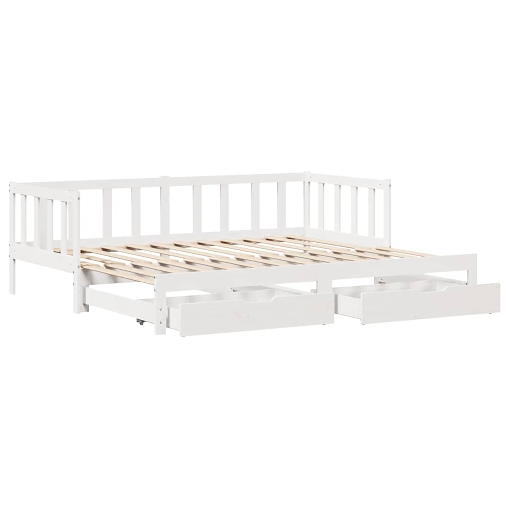 vidaXL Slaapbank met onderschuifbed/lades zonder matras 80x200 cm wit afbeelding