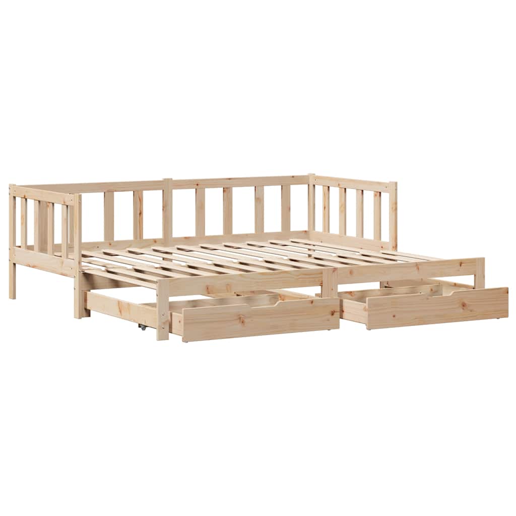 vidaXL Slaapbank met onderschuifbed en lades zonder matras 90x190 cm afbeelding