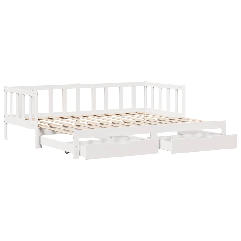vidaXL Slaapbank met onderschuifbed/lades zonder matras 90x190 cm wit afbeelding
